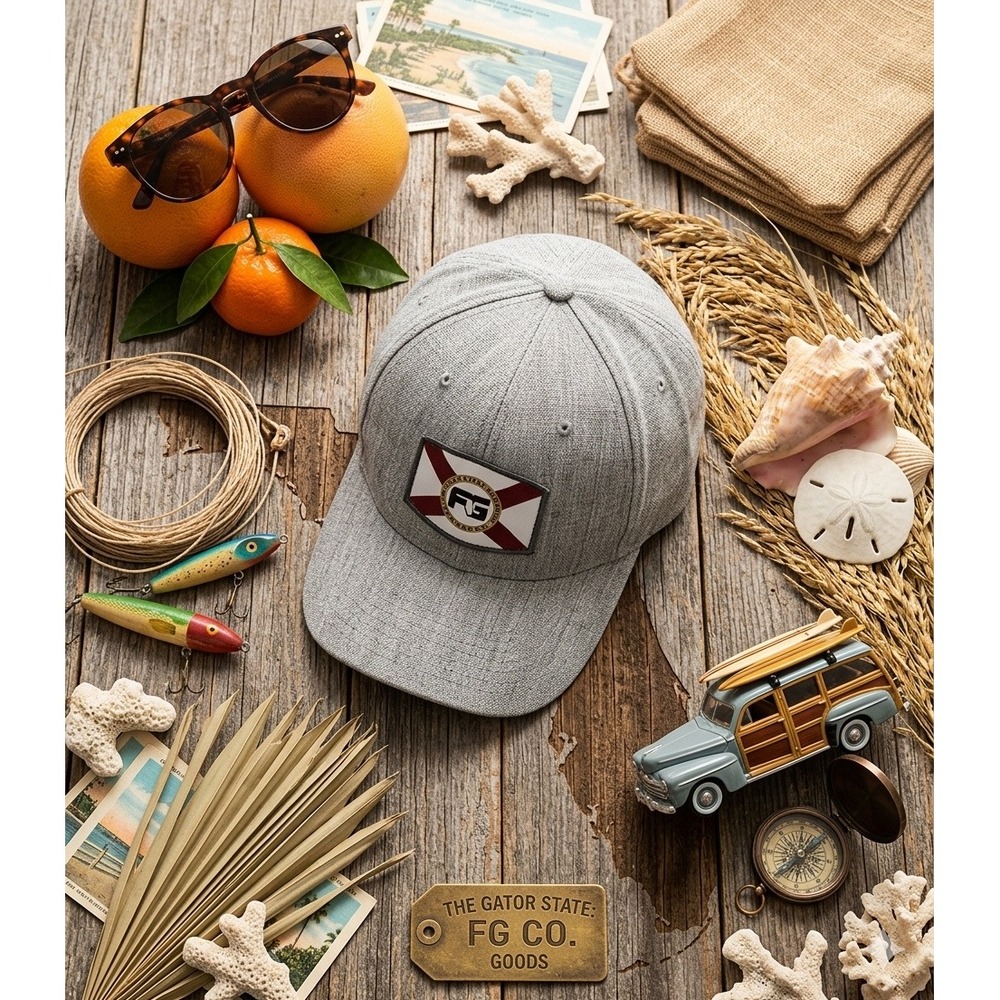 Fisherman‎ Beach Summer Vacation FloGrown Florida State Flag Patch Snapback Hat